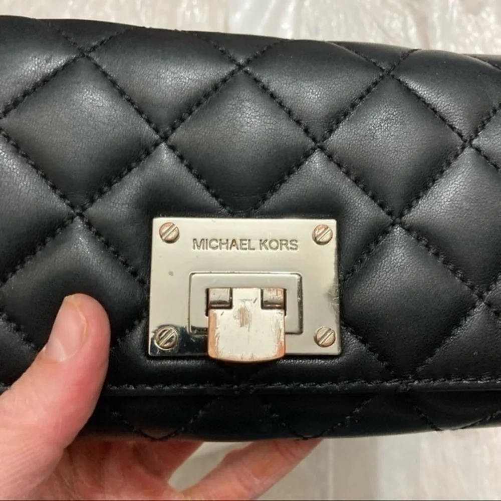 Michael kors quilted black leather wallet